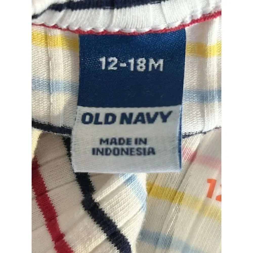 Old Navy 12-18 Months Ribbed Raibnbow Striped Flutter Sleeve Baby Girl Top